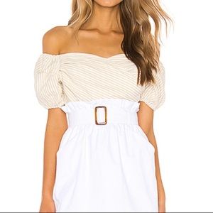 Gabriella Puff Sleeve Top in Nude Stripe